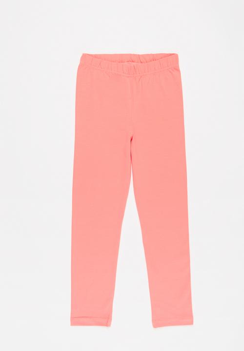 Rebel Republic - Girls 2 pack leggings - pink & peach 