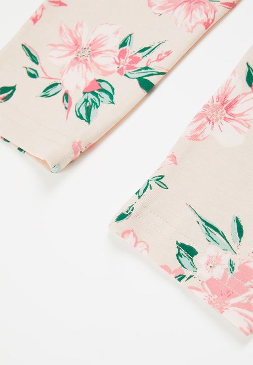 Rebel Republic - Girls 2 pack leggings - pink & peach 
