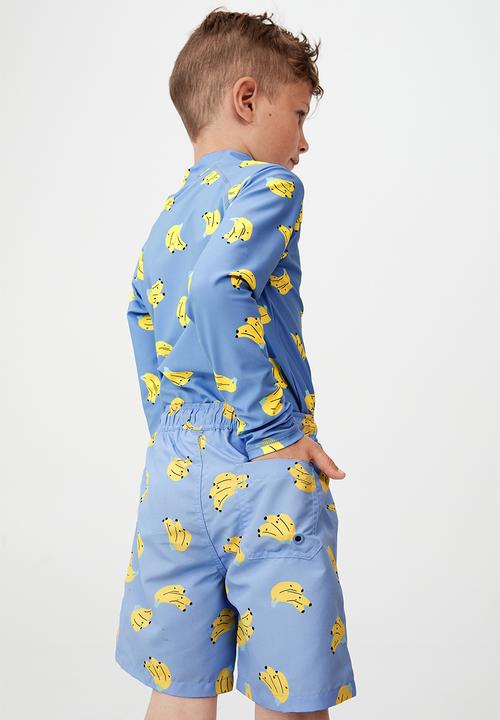 Cotton On - Bailey board short - dusk blue & banana