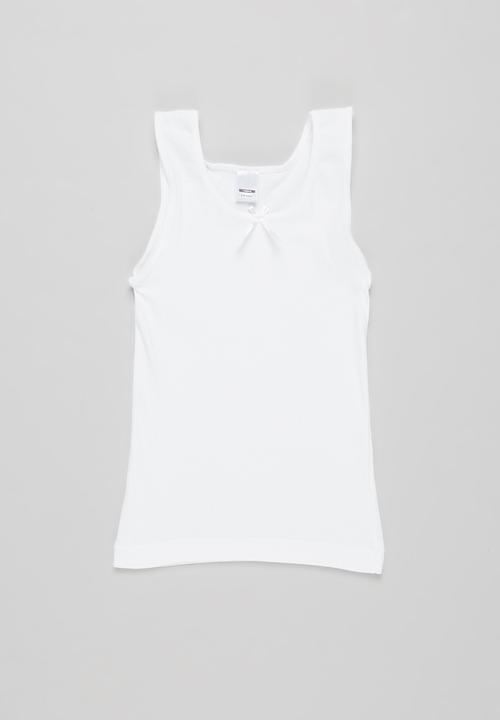 Pop Candy - Girls 2 pack sleeveless vest - white