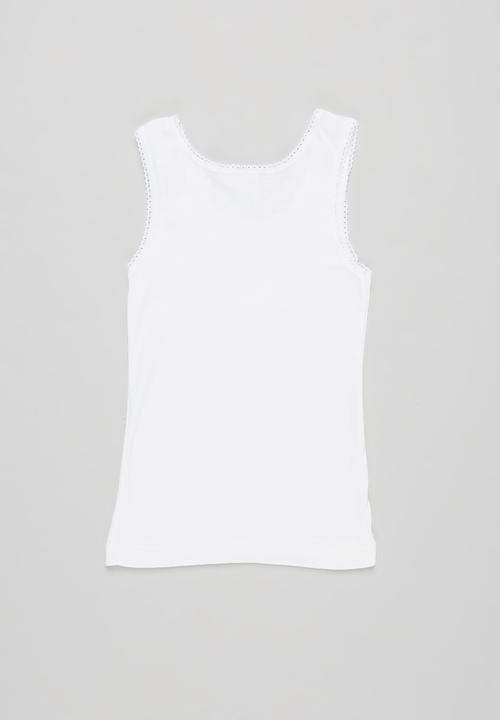 Pop Candy - Girls 2 pack sleeveless vest - white