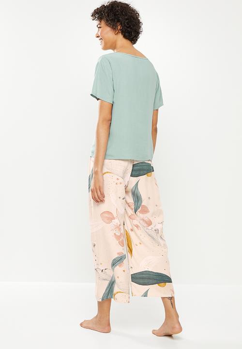 dailyfriday - Sleep top & wide leg pants - sage print