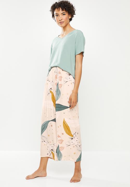 dailyfriday - Sleep top & wide leg pants - sage print
