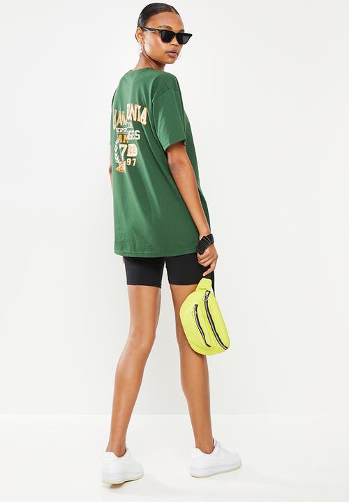 Missguided - Oversized splice logo tee - green