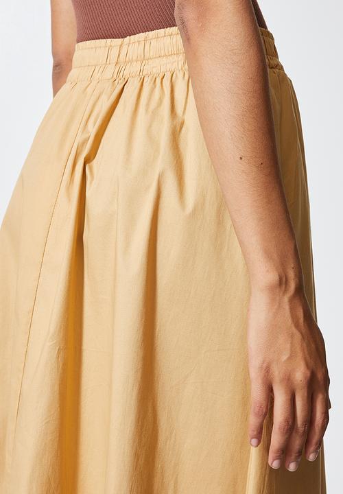 Superbalist - Poplin pull on midi skirt with pockets - tan