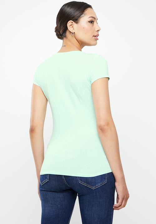 GUESS - Short sleeve qutro floral g tee - light blue
