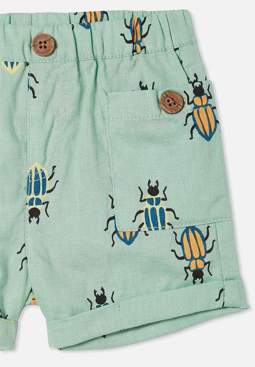 Cotton On - Carl button short  - smashed avo/bob bug