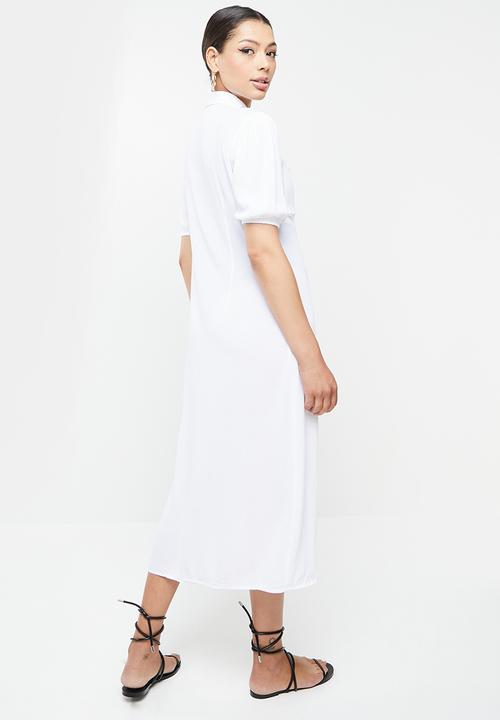 Missguided - Puff short sleeve maxi shirt cover up - cream