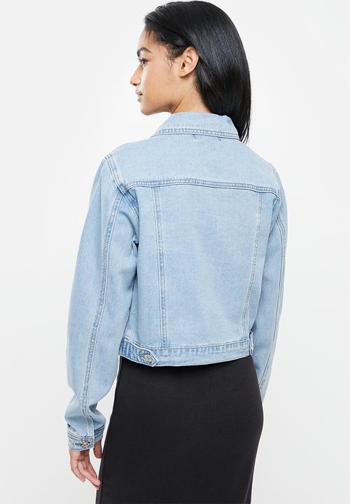 Missguided - Petite fitted denim jacket stonewash - blue