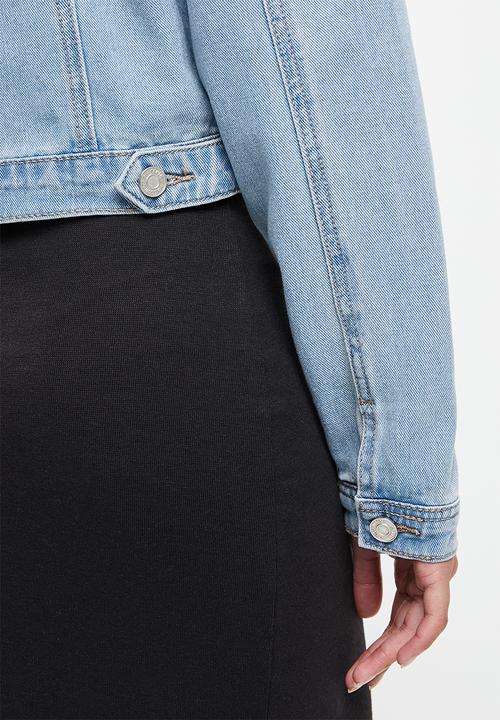 Missguided - Petite fitted denim jacket stonewash - blue