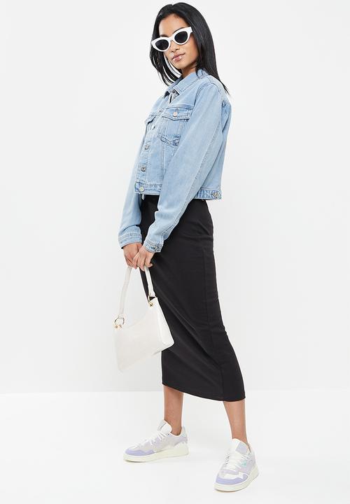 Missguided - Petite fitted denim jacket stonewash - blue
