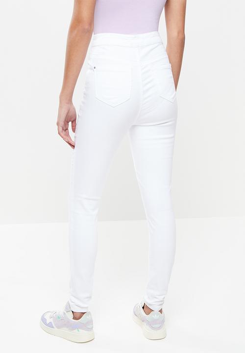 Missguided - Petite vice high waisted skinny jeans - white
