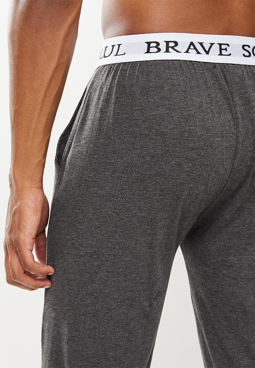 Brave Soul - Kevin printed lounge pants - charcoal marl