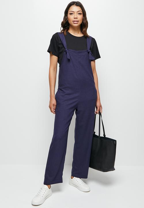 edit - Linen harem dungaree - navy