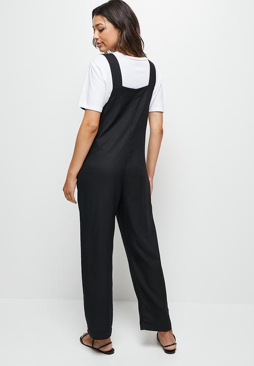 edit - Linen harem dungaree - black