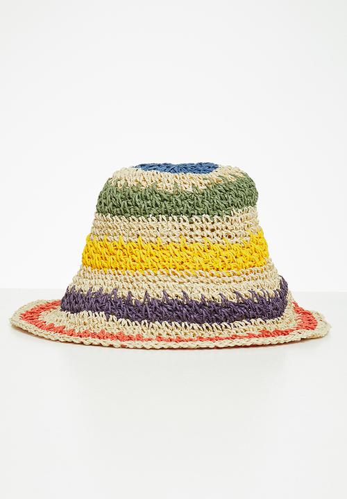 Superbalist - Multistripe crochet bucket hat - natural 