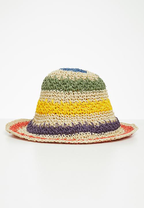 Superbalist - Multistripe crochet bucket hat - natural 