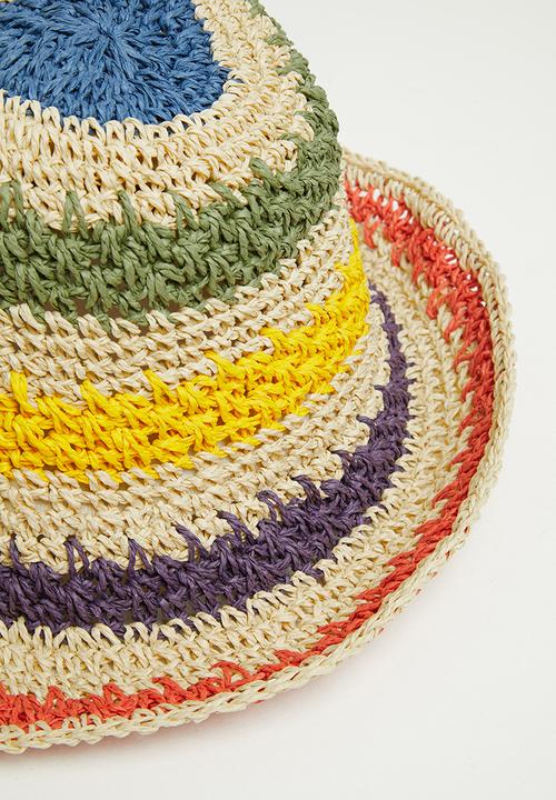 Superbalist - Multistripe crochet bucket hat - natural 