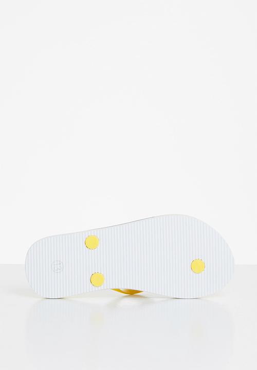 POLO - Girls claudette monogram flip flop - yellow & navy 