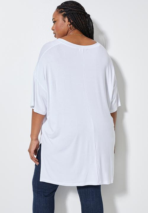 Superbalist - Split side longline T-shirt - white
