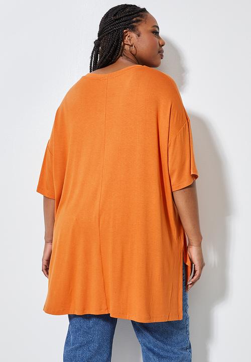 Superbalist - Split side longline T-shirt - burnt orange