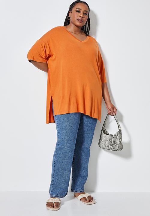 Superbalist - Split side longline T-shirt - burnt orange