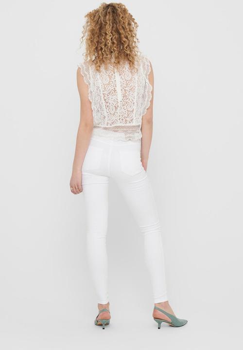 ONLY - Karo sleeveless lace top - cloud dancer