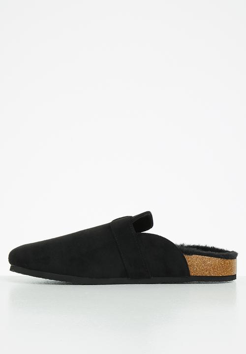 Superbalist - Gian faux fur slide - black