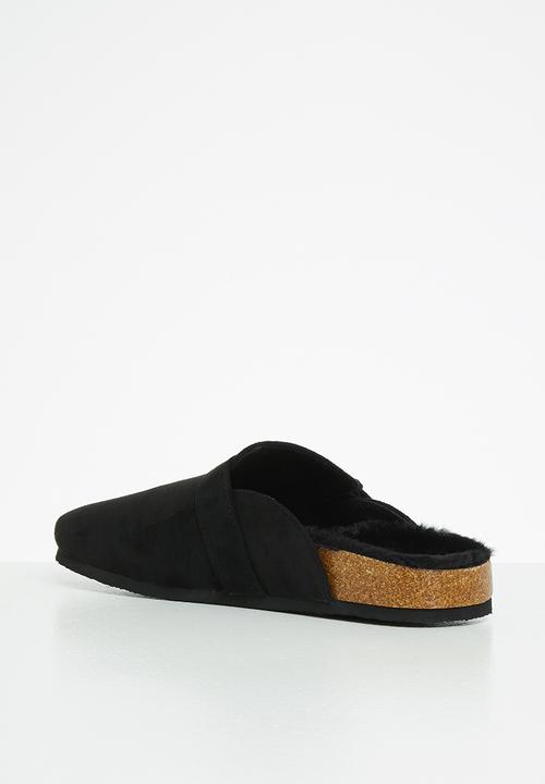 Superbalist - Gian faux fur slide - black