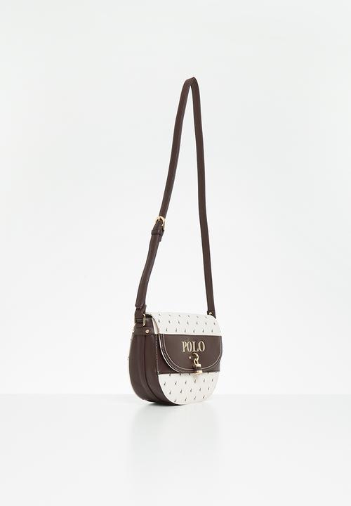 POLO - Polo canterbury flapover sling - cream & brown 