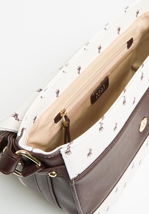 POLO - Polo canterbury flapover sling - cream & brown 