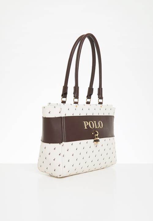 POLO - Polo canterbury tote - cream & brown 