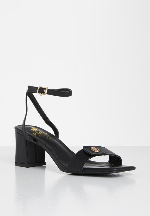 POLO - Demi ankle strap block heel sandal - black