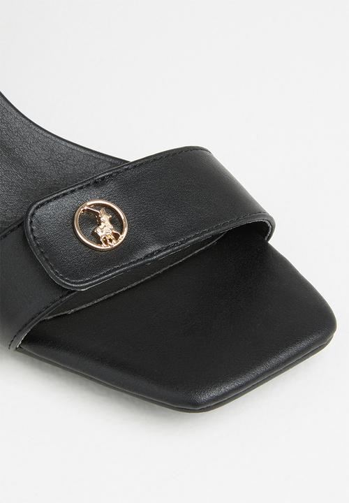 POLO - Demi ankle strap block heel sandal - black