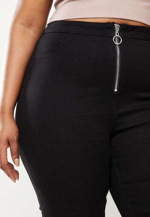 Missguided - Plus ring zip outlaw jegging - black