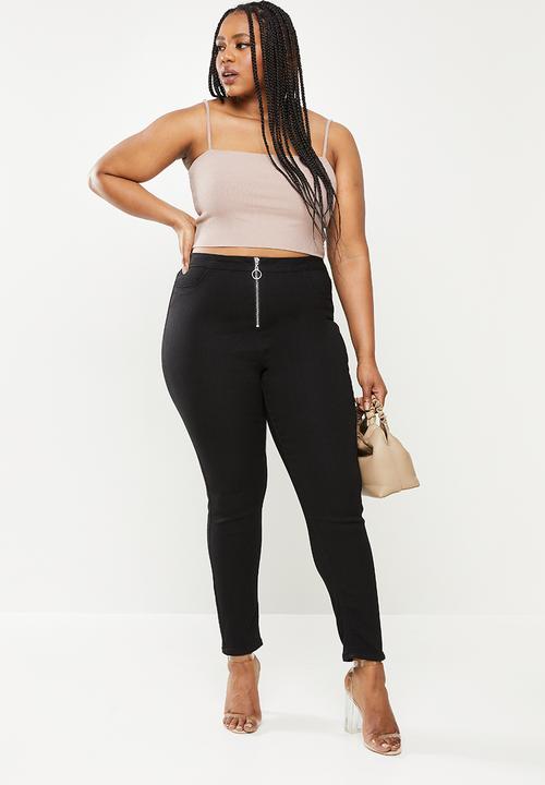 Missguided - Plus ring zip outlaw jegging - black