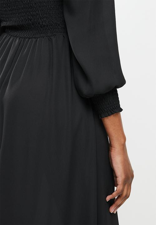 Jacqueline de Yong - Mina 3/4 smock ankle dress - black