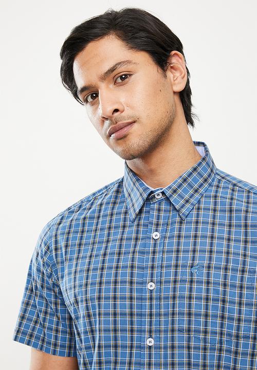 Wolf Rock - Spruce woven shirts - navy/yellow