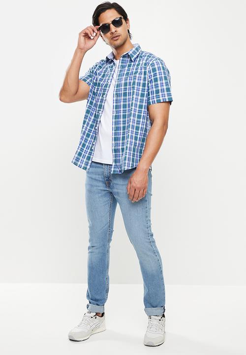Wolf Rock - Barley woven shirts - blue/green