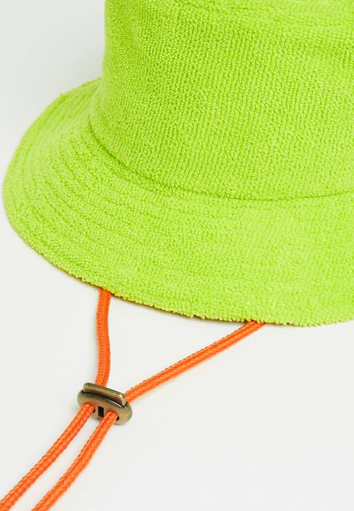 Simon and Mary - Towelling bucket hat - green & orange