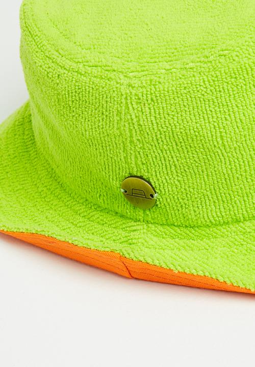 Simon and Mary - Towelling bucket hat - green & orange