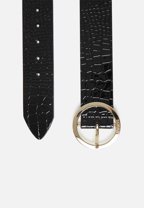 GUESS - 50mm patent croco waist belt - black
