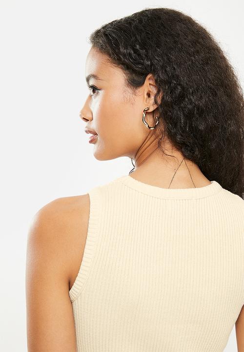 Me&B - Knitted rib vest - stone