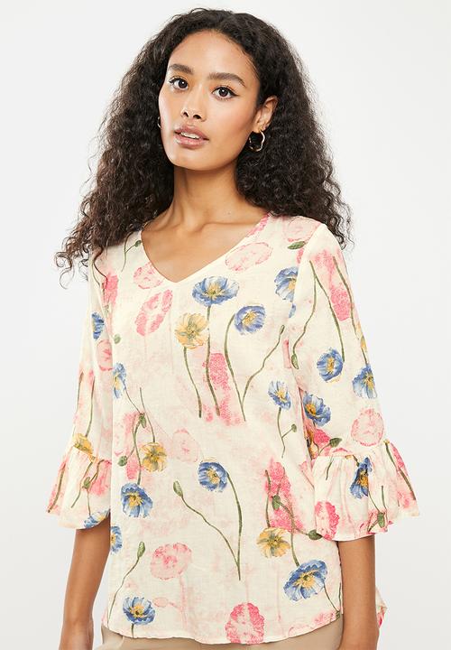 Stella Morgan - Printed bell sleeve top - multi 
