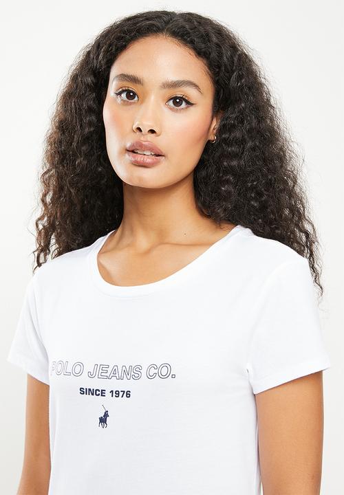 POLO - Basic short sleeve distressed print tee - white