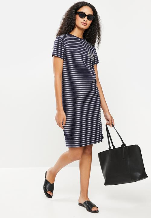 POLO - Dominique short sleeve stripe T-shirt dress - navy