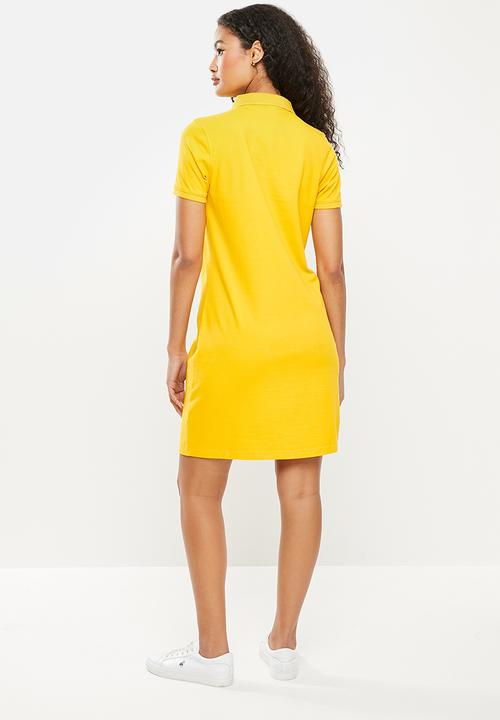 POLO - Mary short sleeve jacquard collar golfer dress - yellow