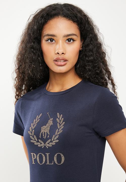 POLO - Chiara short sleeve nailhead logo T-shirt - navy