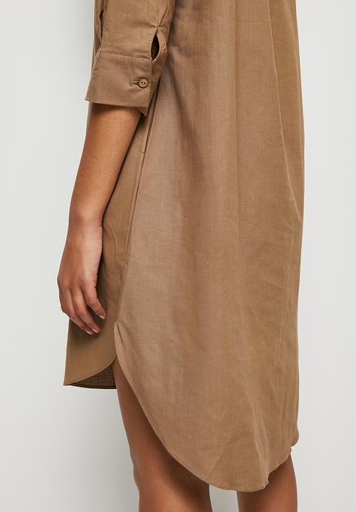 edit - Notch neck cotton tunic - taupe