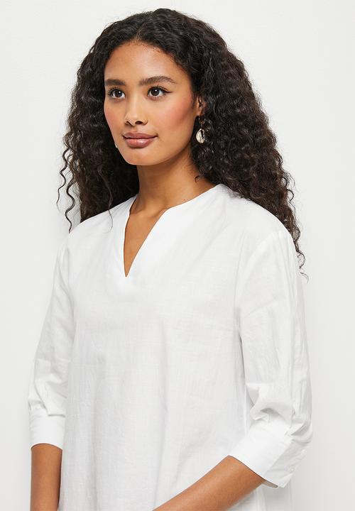 edit - Notch neck cotton tunic - milk